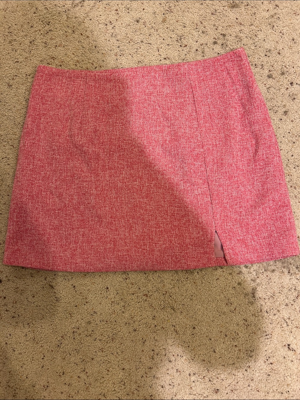 Cider Pink Tweed Mini Skirt with Front Slit